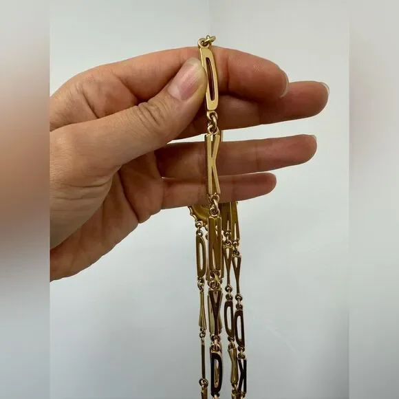 Vintage DKNY 80’s RARE Bottle Cap Layered Necklace Gold Tone - Picture 4 of 13